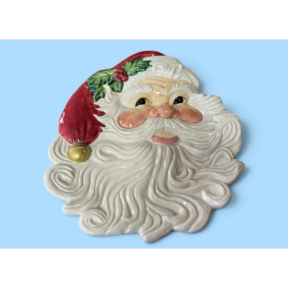 Fitz & Floyd Omnibus Santa Claus Canape Snack Desert Cookie Plate‎ Vintage Xmas